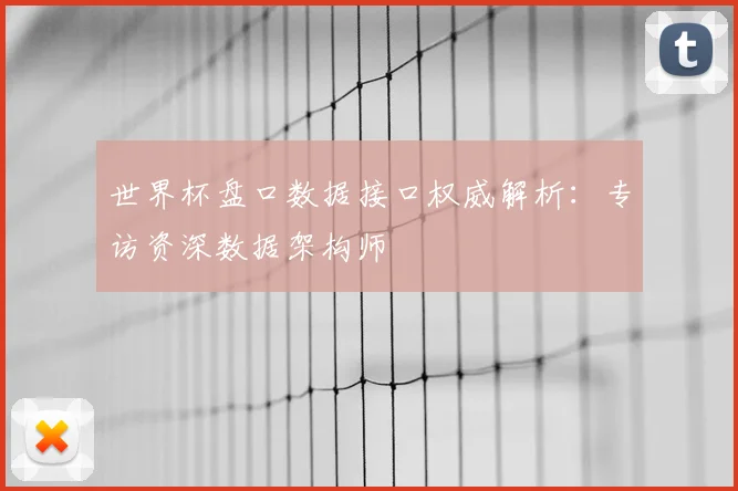 世界杯盘口数据接口权威解析：专访资深数据架构师
